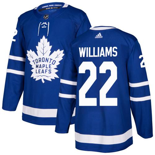 Adidas Maple Leafs #22 Tiger Williams Blue Home Authentic Stitched NHL Jersey - Click Image to Close